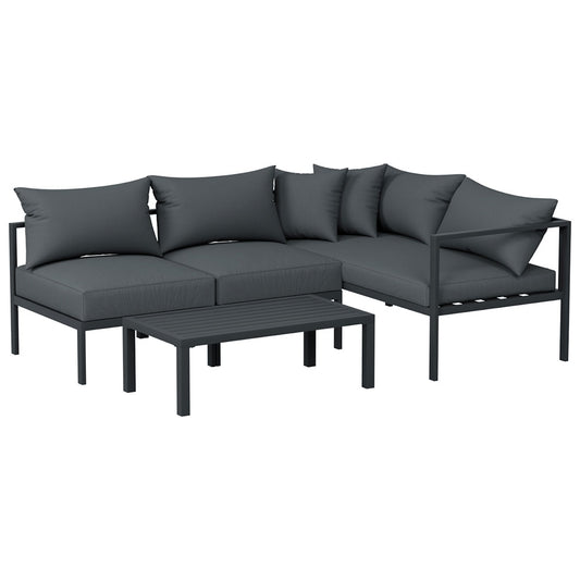 Palm Cove 4 Seater Outdoor Sofa Set Aluminium Patio Furniture Setting  - Charcoal