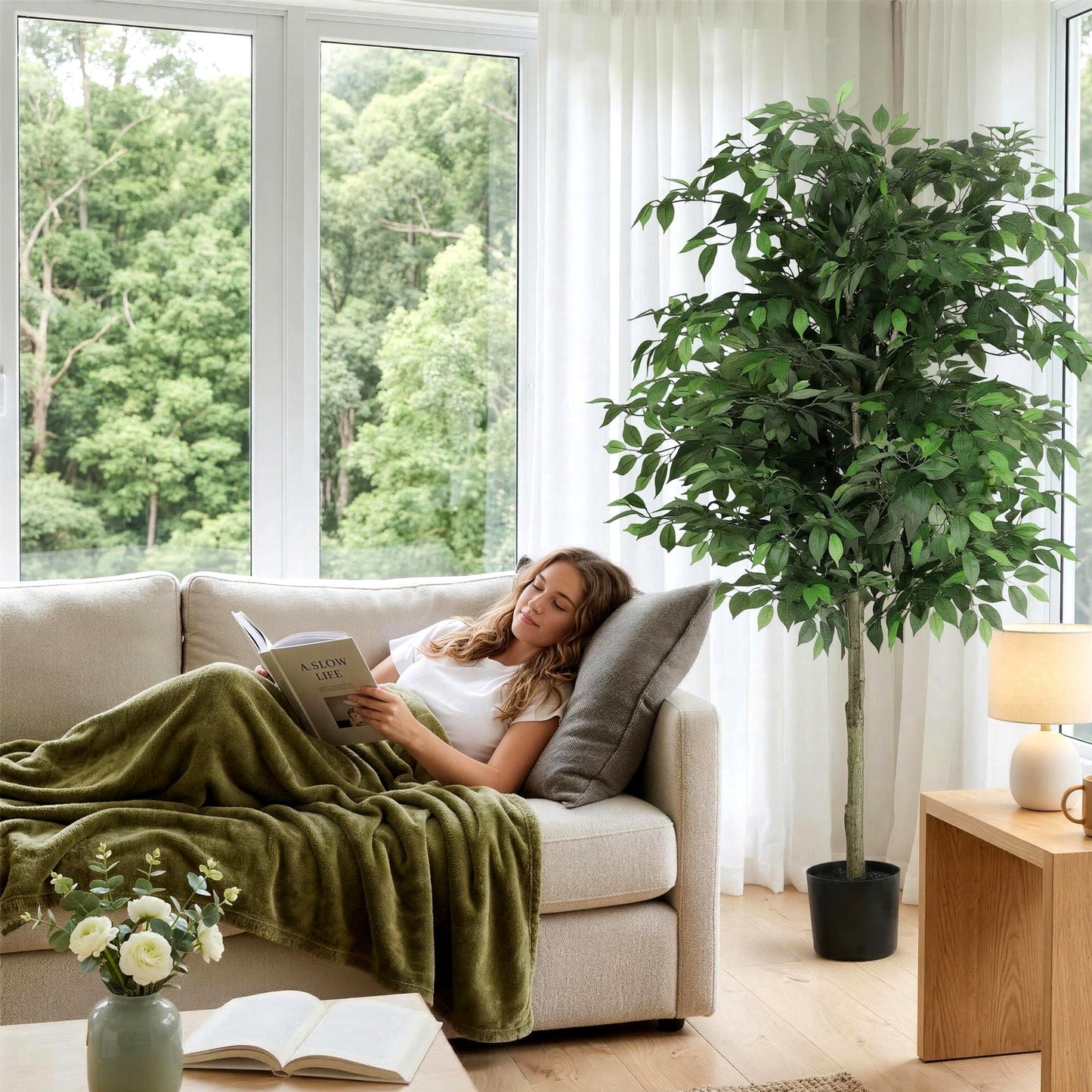 180cm Premium Faux Ficus Tree