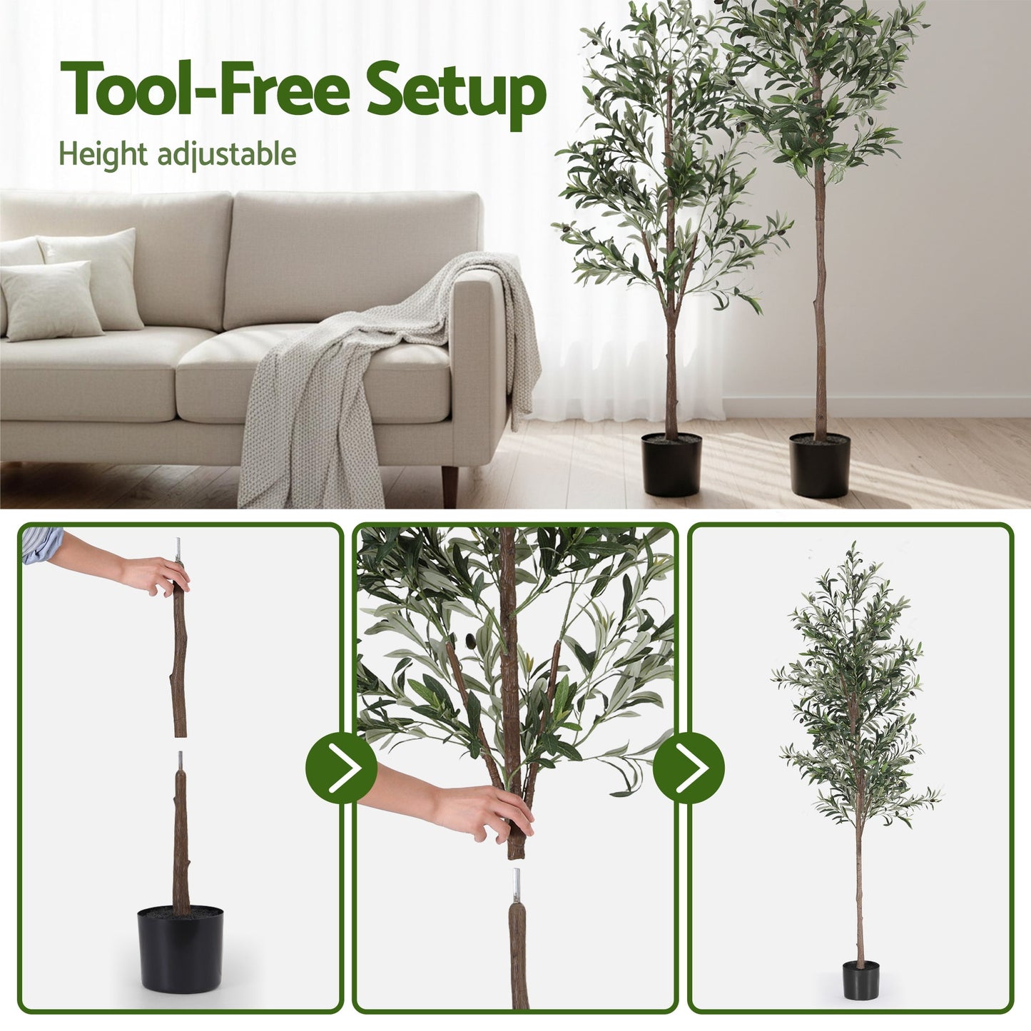 210cm Premium Faux Olive Tree