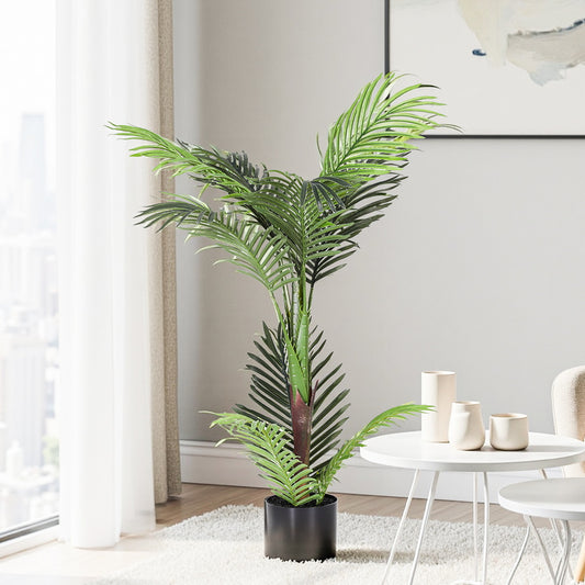 100cm faux palm tree with lush green fronds in a weighted cement pot
