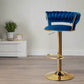 PEARL BLUE VELVET BAR STOOL