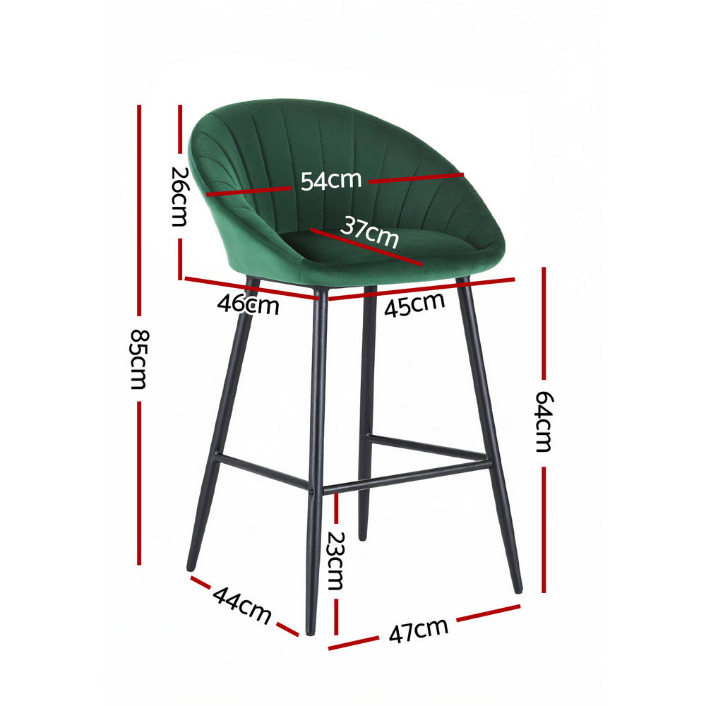 Verona Velvet Bar Stools – Emerald Green (Set of 2)