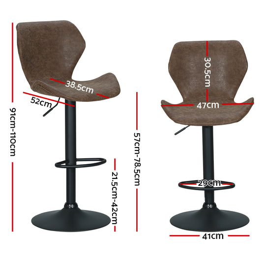 Wyatt Vintage Bar Stool - Brown - Set of Two