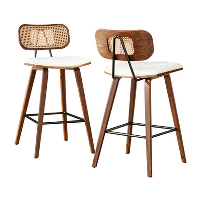 Malibu Rattan Bar Stools – Walnut & White (Set of 2)