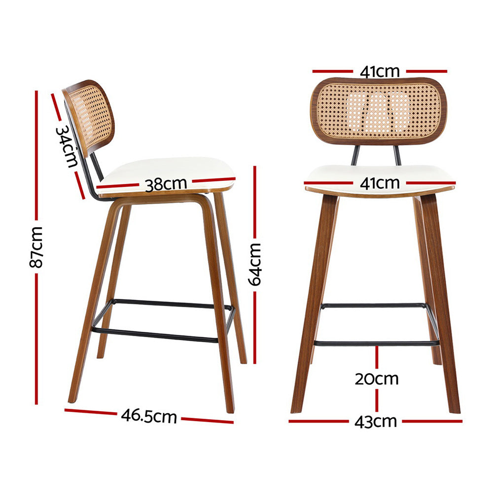 Malibu Rattan Bar Stools – Walnut & White (Set of 2)