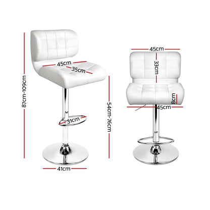 Byron Padded Bar Stool - White - Set of Two