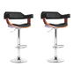 MULAN BLACK / WALNUT PADDED BAR STOOLS - Set of 2