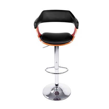 Mulan Walnut Padded Bar Stool - Black - Set of Two
