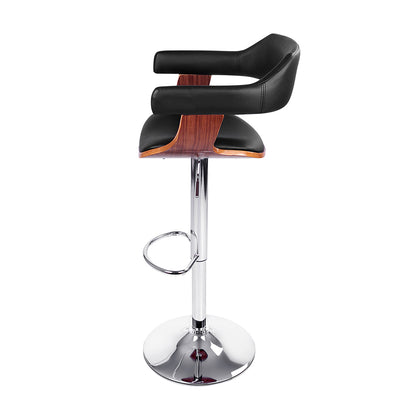 Mulan Walnut Padded Bar Stool - Black - Set of Two