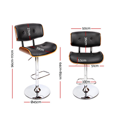 Jasper Walnut Bar Stool - Black - Set of Two
