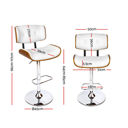 Jasper Walnut Bar Stool - White - Set of Two