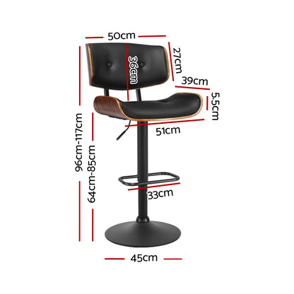 Jasper Walnut Bar Stool - Black - Set of Two