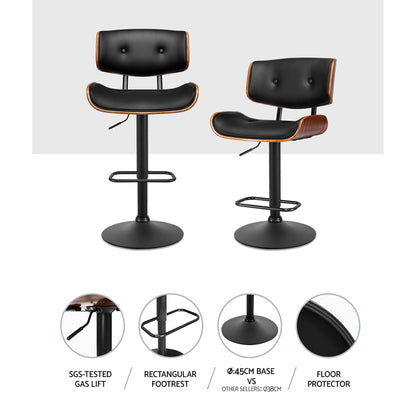 Jasper Walnut Bar Stool - Black - Set of Two