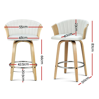 Arlo Swivel Bar Stool – White & Natural (Set of 2)