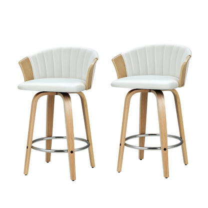 Arlo Swivel Bar Stool – White & Natural (Set of 2)