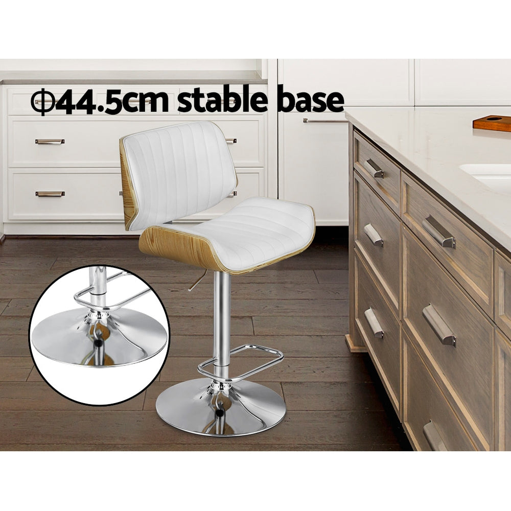 Oslo Adjustable Swivel Kitchen Bar Stool – White & Walnut-Look (Set of 2)