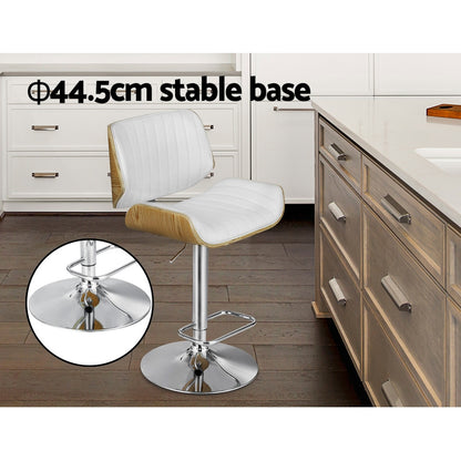 Oslo Adjustable Swivel Kitchen Bar Stool – White & Walnut-Look (Set of 2)