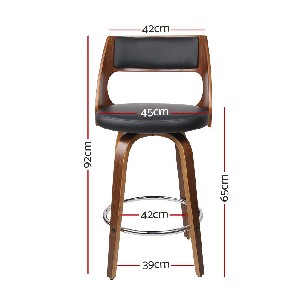 Valen Walnut Swivel  Bar Stool - Set of Two