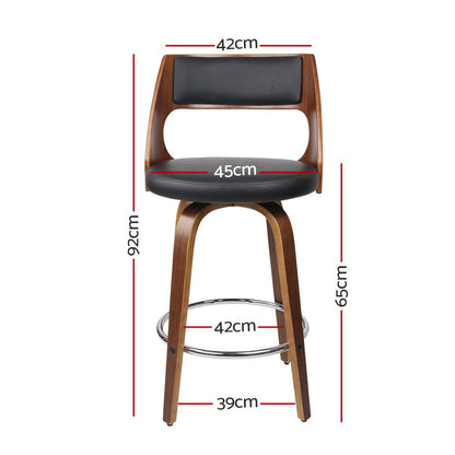 Valen Walnut Swivel  Bar Stool - Set of Two