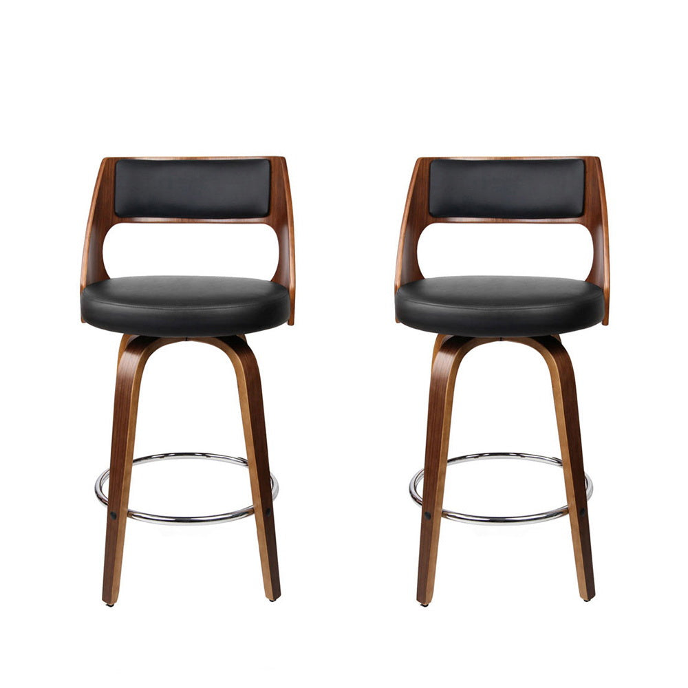 Valen Walnut Swivel  Bar Stool - Set of Two