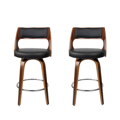 Valen Walnut Swivel  Bar Stool - Set of Two