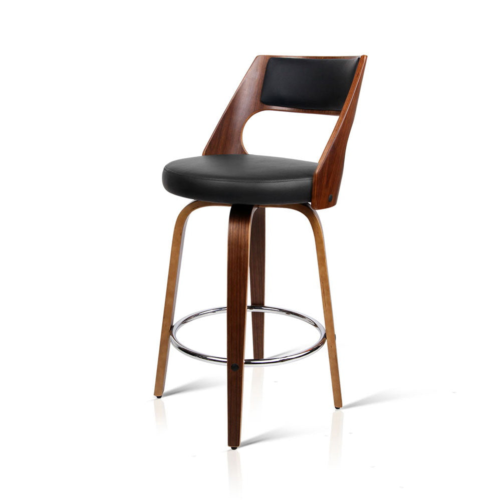 Valen Walnut Swivel  Bar Stool - Set of Two