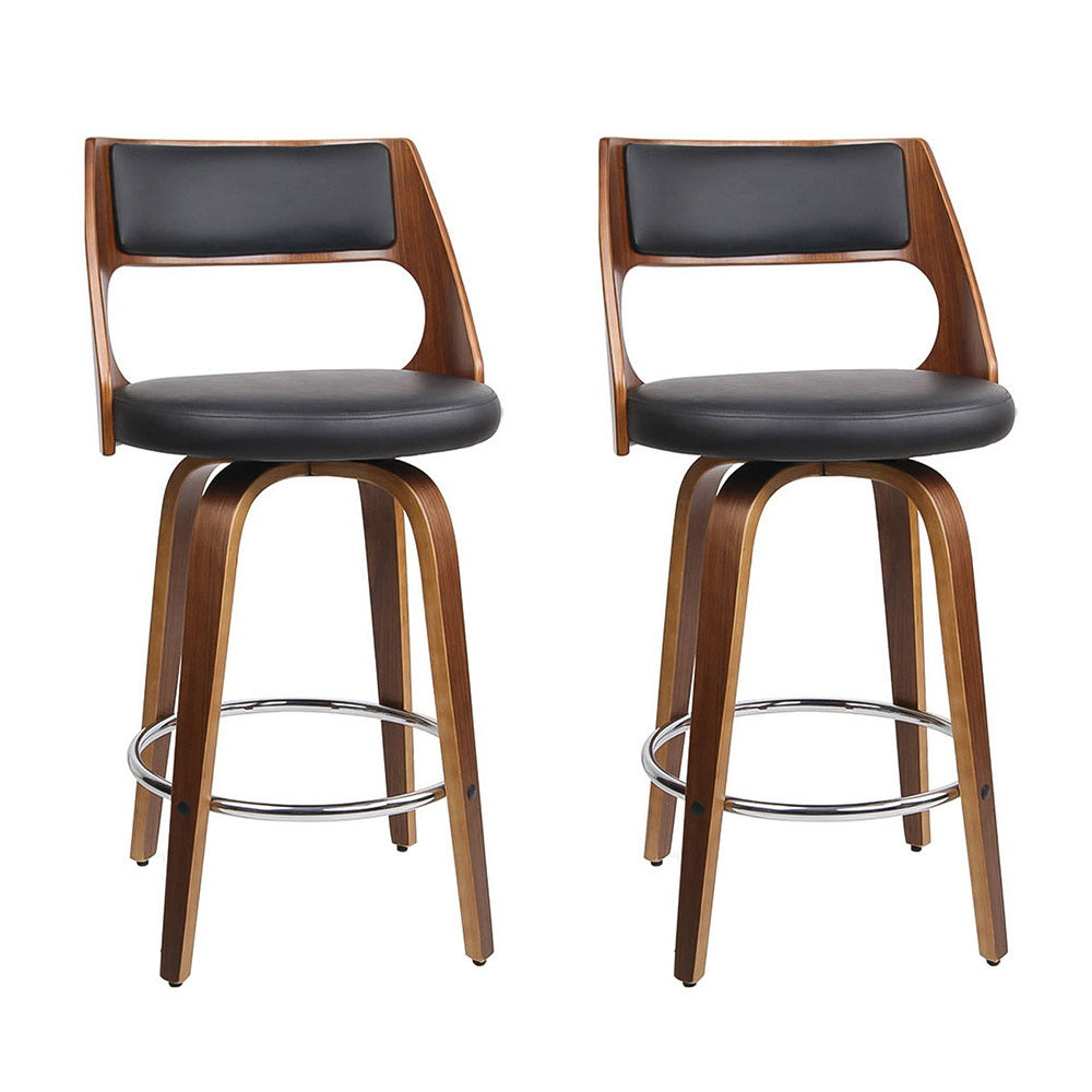 Valen Walnut Swivel  Bar Stool - Set of Two