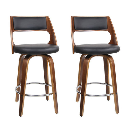 Valen Walnut Swivel  Bar Stool - Set of Two