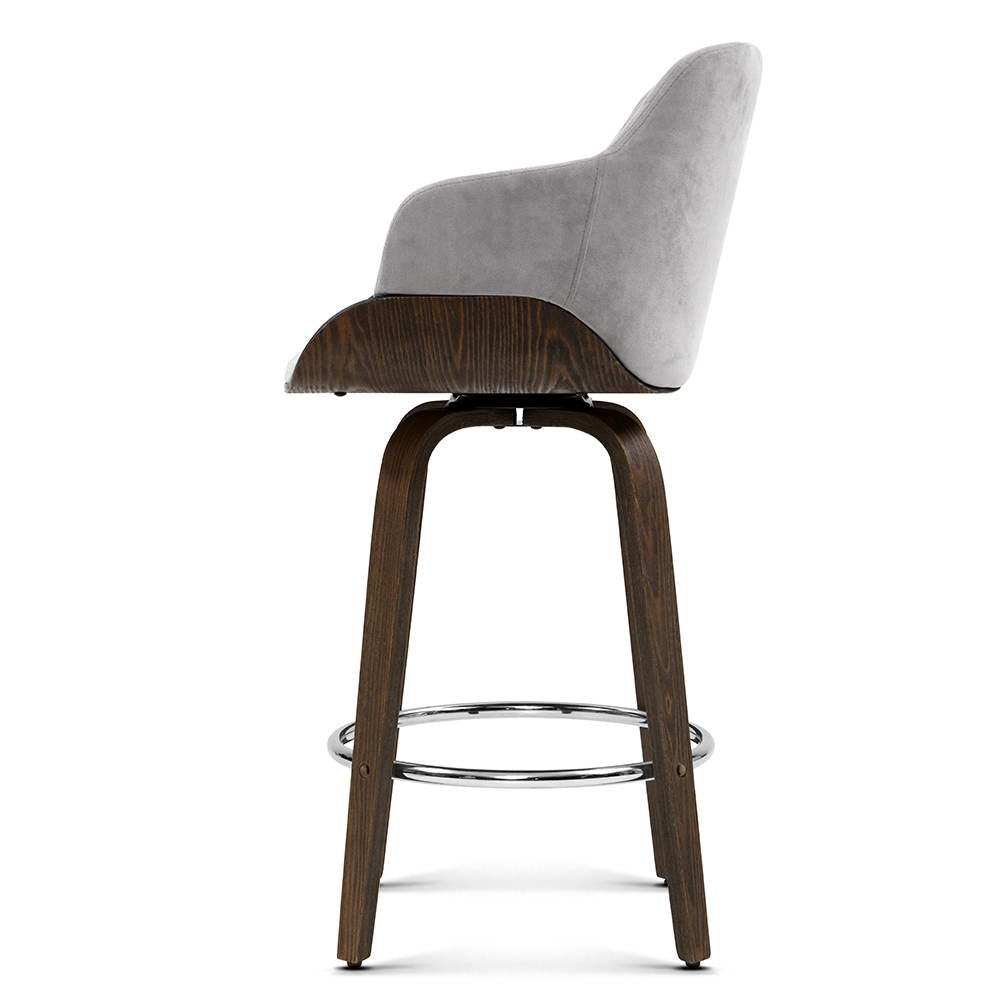 Bentwood bar stool - Grey Velvet - Set of Two