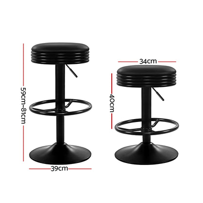 Daytona Leather Bar Stool - Black - Set of Two