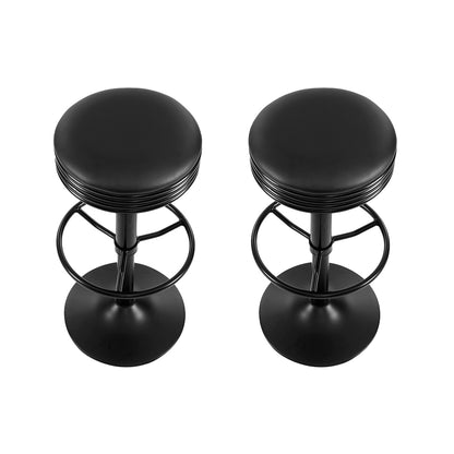 Daytona Leather Bar Stool - Black - Set of Two