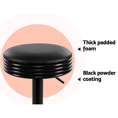 Daytona Leather Bar Stool - Black - Set of Two