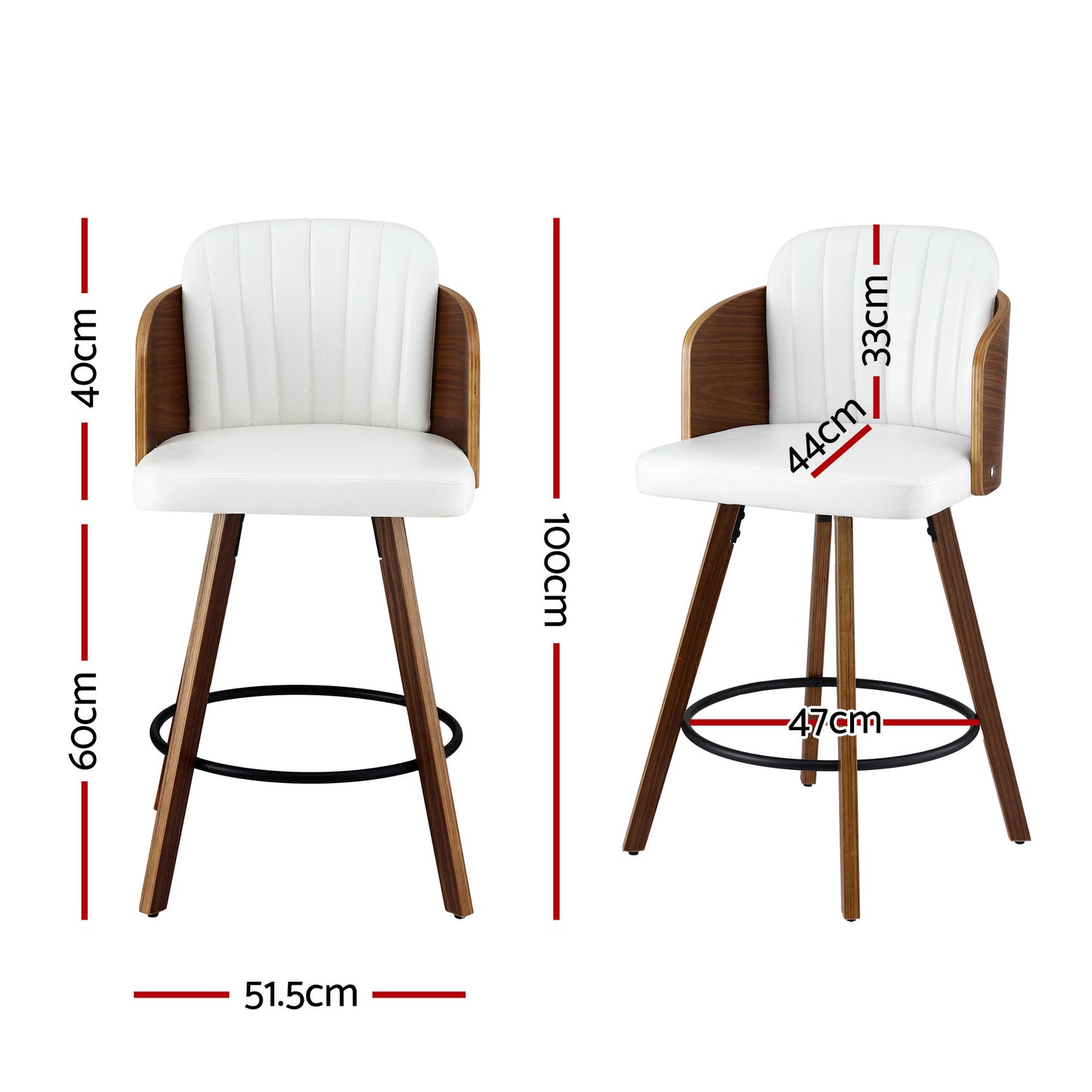 Monroe White Wooden Bar Stool - Set of Two