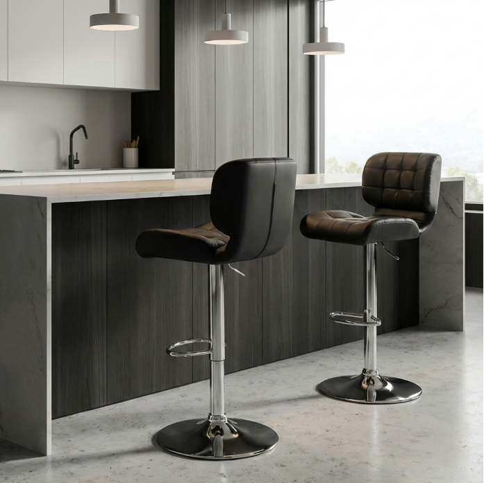 Byron Padded Bar Stool - Black - Set of Two – modern bar stool by Interior Ave