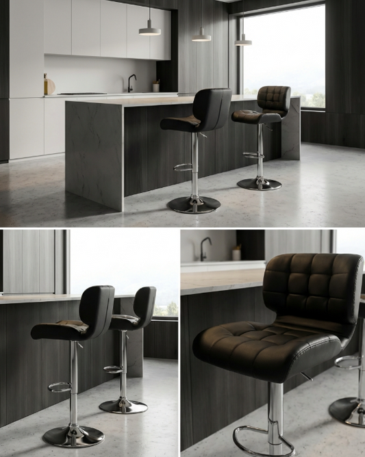 Byron Padded Bar Stool - Black - Set of Two – modern bar stool by Interior Ave