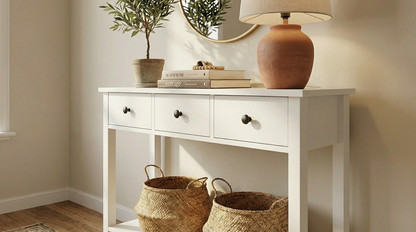 Bayside Hamptons Console Table 3 Drawers - White – premium furniture by Interior Ave