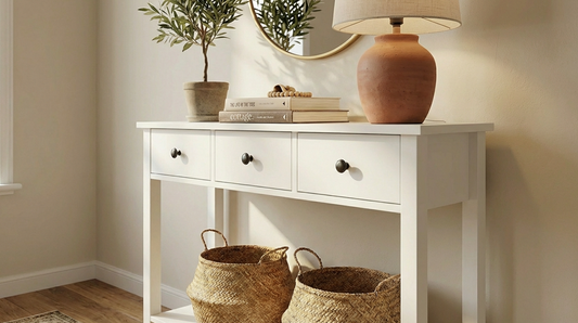 Bayside Hamptons Console Table 3 Drawers - White – premium furniture by Interior Ave