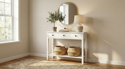 Bayside Hamptons Console Table 3 Drawers - White – premium furniture by Interior Ave