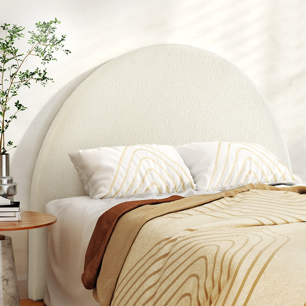 Grace White Boucle Bed Headboard Bed Frame - Double