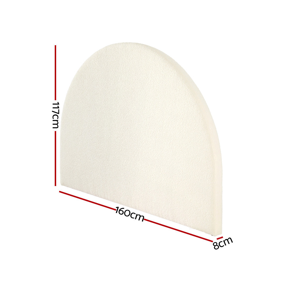 Grace White Boucle Bed Headboard Bed Frame - Queen