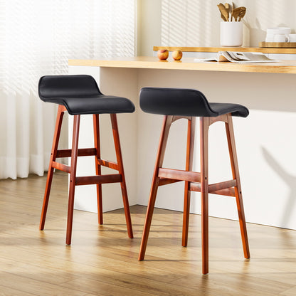 Elwood Wooden Bar Stool - Black - Set of Two