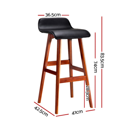 Elwood Wooden Bar Stool - Black - Set of Two