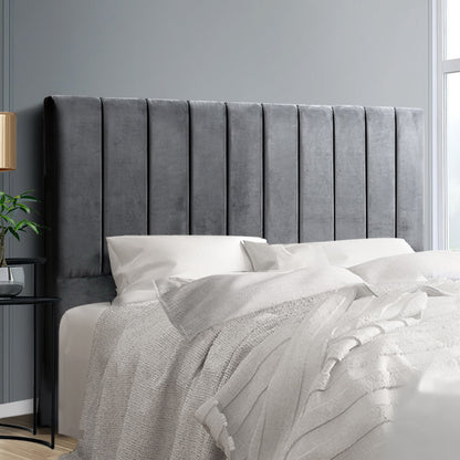 Kobe Grey Velvet Bed Headboard - King