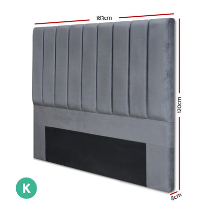 Kobe Grey Velvet Bed Headboard - King