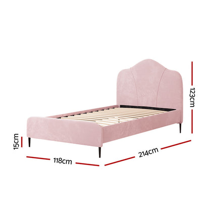 LUMA VELVET BED FRAME - PINK