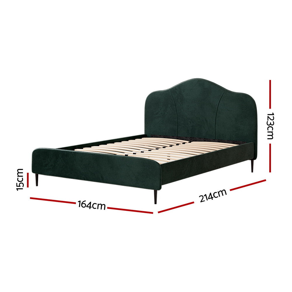 LUMA VELVET BED FRAME - DARK FOREST GREEN