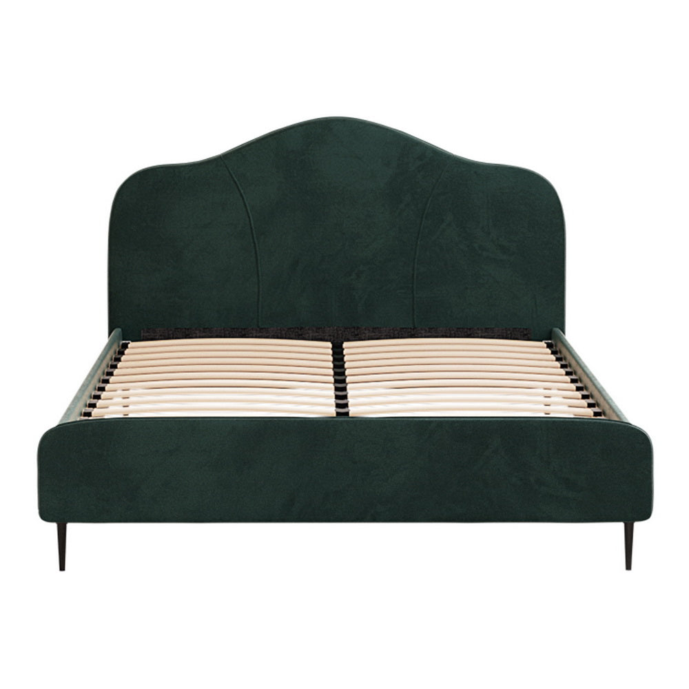 LUMA VELVET BED FRAME - DARK FOREST GREEN