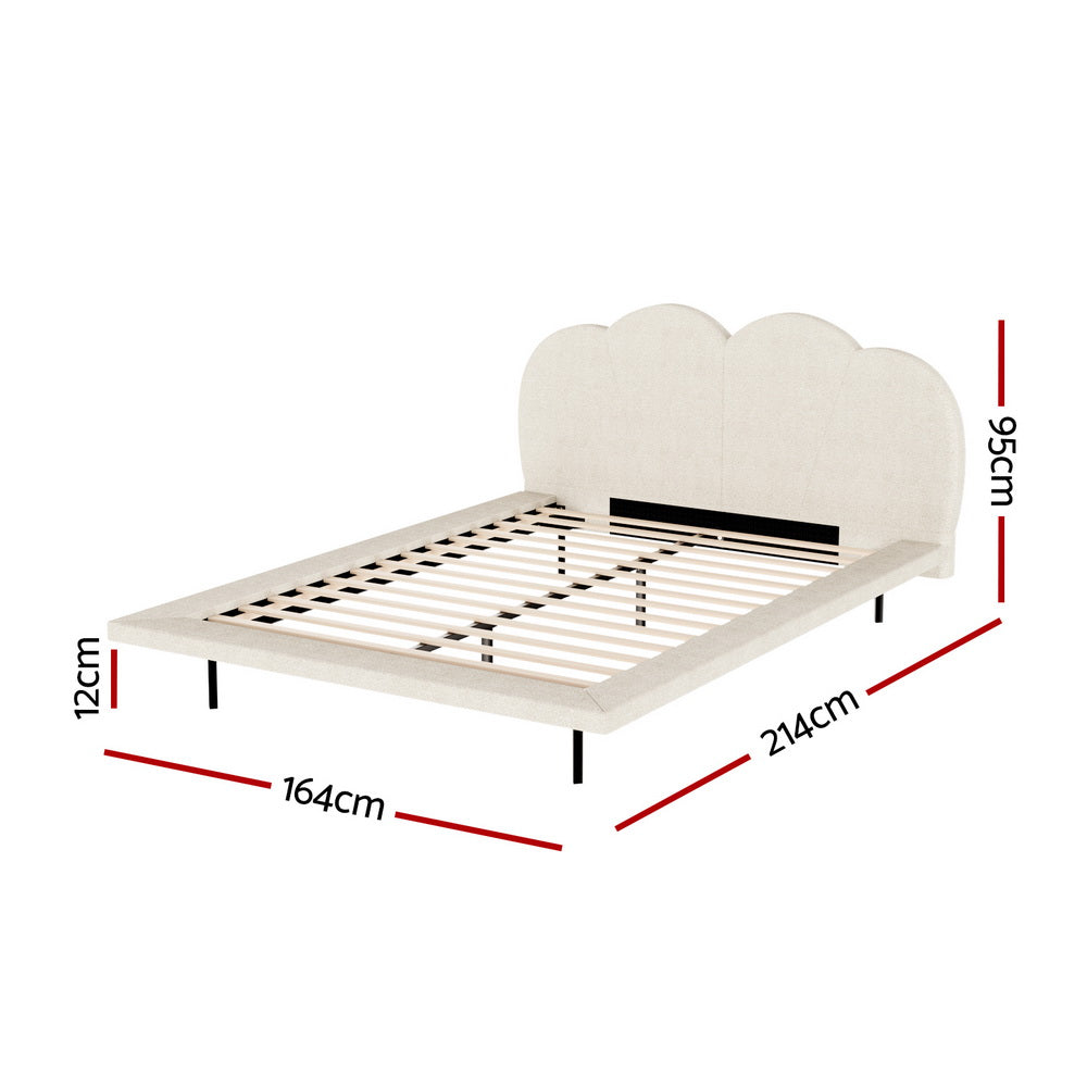 HUXLEY BOUCLE BED FRAME - CREAM