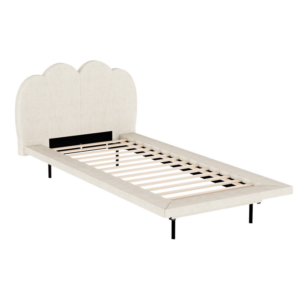 HUXLEY BOUCLE BED FRAME - CREAM