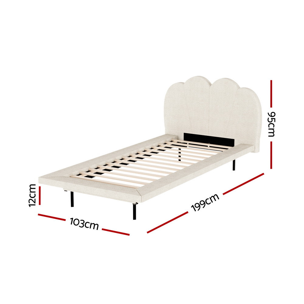 HUXLEY BOUCLE BED FRAME - CREAM